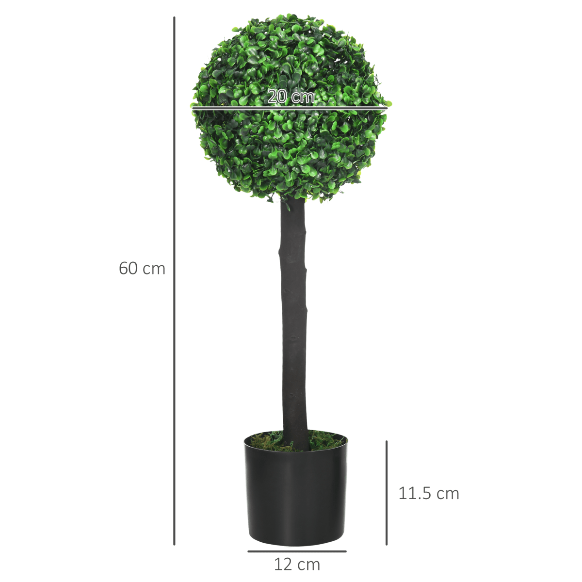 Set of 2 Artificial Boxwood Ball Trees in Pots – 60cm Indoor Outdoor Plants Set of 2 Artificial Boxwood Ball Trees in Pots – 60cm Indoor Outdoor Plants - Image 3