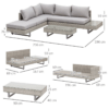 3pc Rattan Sofa Set Lounge Furniture Tea Table, Side Table & Cushioned Grey