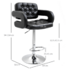 HOMCOM Adjustable Height Barstool Steel Pole PU Leather Bistro Home Kitchen HOMCOM Adjustable Height Barstool Steel Pole PU Leather Bistro Home Kitchen