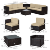 Outsunny 6-Seater Rattan Sofa Furniture Set W/Cushions, Steel Frame-Brown Outsunny 6-Seater Rattan Sofa Furniture Set W/Cushions, Steel Frame-Brown