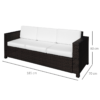 3 Seater Rattan Sofa Brown Wicker Weave Metal Frame Chair Outdoor Furniture 3 Seater Rattan Sofa Brown Wicker Weave Metal Frame Chair Outdoor Furniture