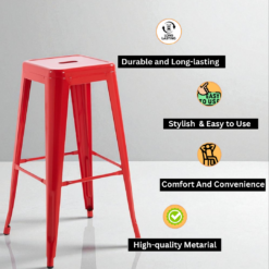 Alternative view of 76cm Red Metal Bar Stool