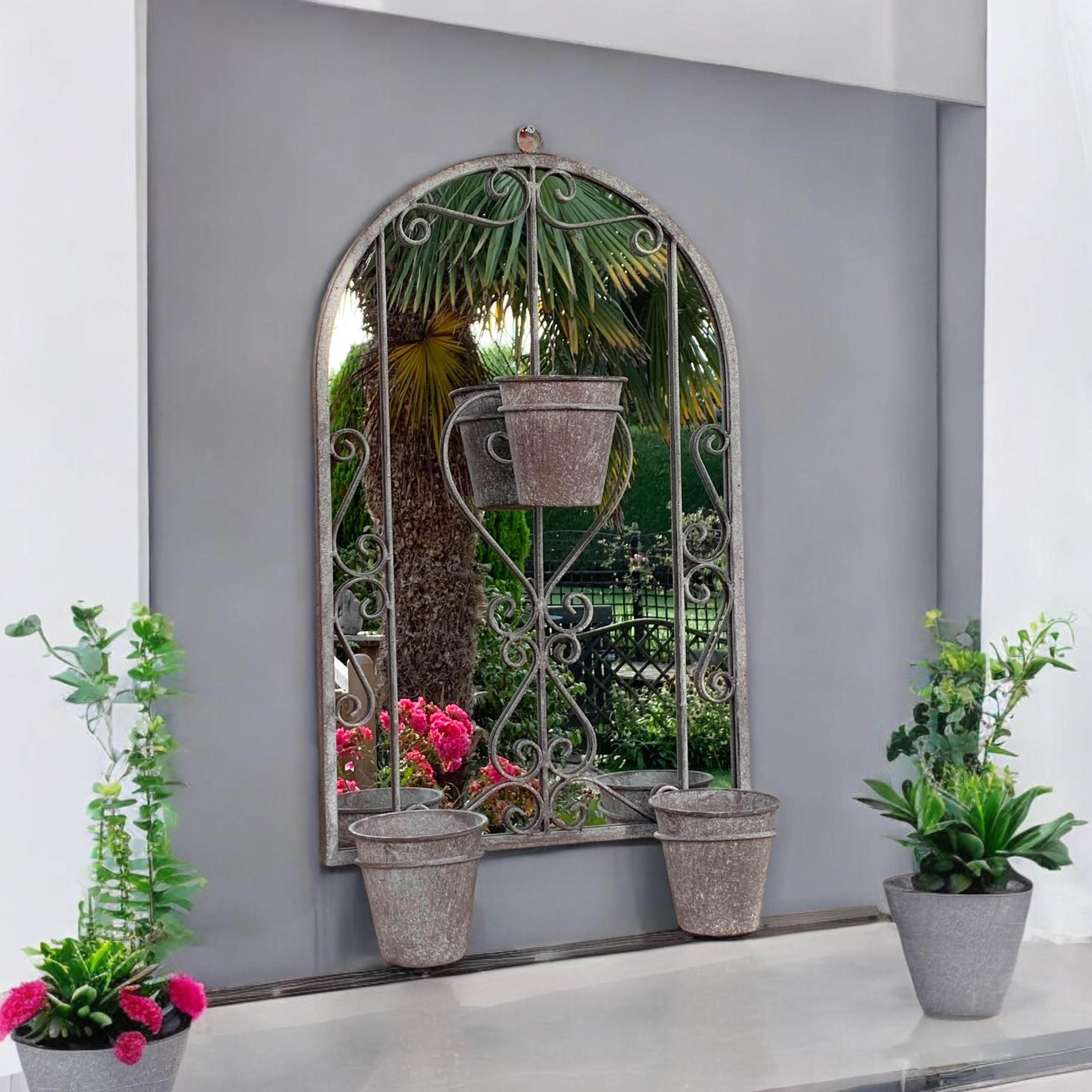 80CM WALL MIRROR WITH TRIPLE PLANTER 80CM WALL MIRROR WITH TRIPLE PLANTER - Image 4