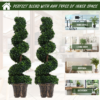 PE Set of 2 Artificial Boxwood Spiral Topiary Plant Tree's Green PE Set of 2 Artificial Boxwood Spiral Topiary Plant Tree's Green - Image 4