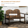 Outdoor Wooden Bench for Two People, Patio Loveseat Chair with Slatted Backrest - Image 4