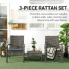 3 Piece Garden Rattan Bistro Set with Table and Chairs, Mixed Grey 3 Piece Garden Rattan Bistro Set with Table and Chairs, Mixed Grey