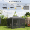 Heavy Duty Pop Up Gazebo with Removable Mesh Sidewall Netting Gray Heavy Duty Pop Up Gazebo with Removable Mesh Sidewall Netting Gray - Image 4