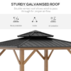 3.5 x 3.5m Aluminium Hardtop Gazebo Canopy 2-Tier Roof Grey - Image 4