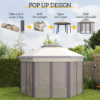 4.05m x 4.05m Metal Frame Mesh Draped 2-Tier Roof Gazebo Brown 4.05m x 4.05m Metal Frame Mesh Draped 2-Tier Roof Gazebo Brown - Image 4