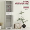 Tall Bathroom Storage Cabinet with Arched Doors and Adjustable Shelf, White