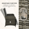 3 Piece Rattan Bistro Set with Adjustable Backrest, Mixed Grey
