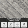 Outdoor PE Rattan Dining Table with Wood-Plastic Composite Top, Grey Outdoor PE Rattan Dining Table with Wood-Plastic Composite Top, Grey