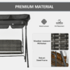 3 Person Rattan Swing Chair with Stand and Adjustable Canopy