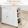 Kitchen Island Storage Rubber Wood Top, 3-Tier Spice Rack,