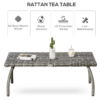 Rattan Coffee Table, Patio Wicker Table with All-Weather Grey