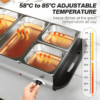 Electric Food Warmer 5 Tray 9.2L Buffet Server with Lids, Silver