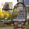 Rattan Hanging Egg Chair with Stand and Cushion, Dark Grey