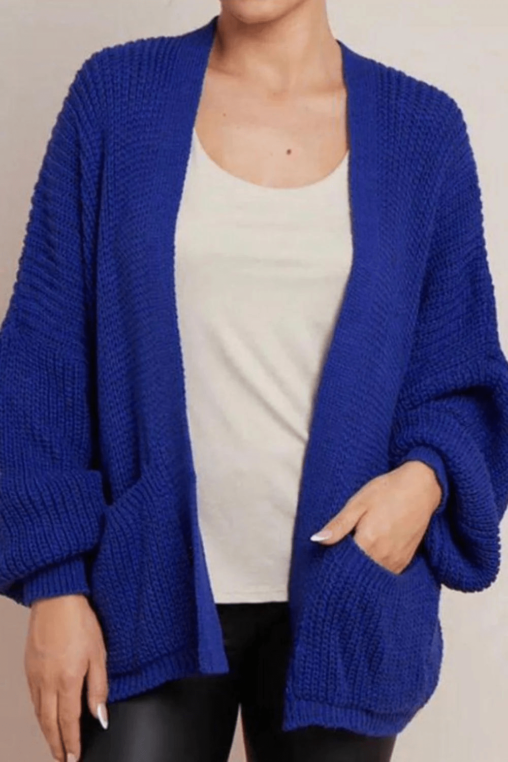 Cropped Balloon Sleeve Pocket Cardigan Cropped Balloon Sleeve Pocket Cardigan - Image 4