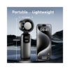 Portable USB Rechargeable Mini Turbo Cooling Fan with LED Display – Dark Grey