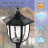 1.77m Tall Free-Standing ABS Garden Solar LED Lamp Post Black - Image 5