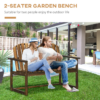 Outdoor Wooden Bench for Two People, Patio Loveseat Chair with Slatted Backrest - Image 5