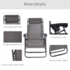 Metal Frame Zero Gravity Lounger w/ Head Pillow for Patio Decking Outsunny Metal Frame Zero Gravity Lounger w/ Head Pillow for Patio Decking Outsunny - Image 5