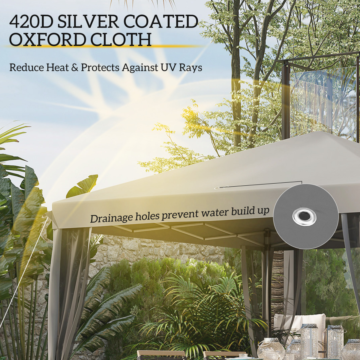 Heavy Duty Pop Up Gazebo with Removable Mesh Sidewall Netting Gray Heavy Duty Pop Up Gazebo with Removable Mesh Sidewall Netting Gray - Image 5