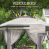 4.05m x 4.05m Metal Frame Mesh Draped 2-Tier Roof Gazebo Brown 4.05m x 4.05m Metal Frame Mesh Draped 2-Tier Roof Gazebo Brown - Image 5
