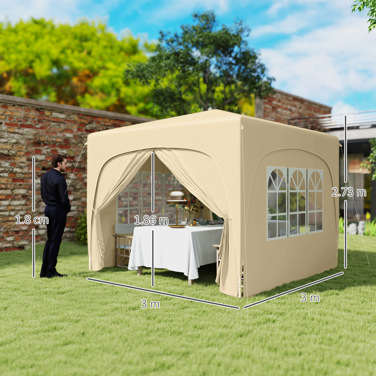 Outsunny 3 x 3(m) UPF50+ Pop Up Gazebo with Sides and Carry Bag Outsunny 3 x 3(m) UPF50+ Pop Up Gazebo with Sides and Carry Bag - Image 5