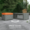 6 Piece Padded Outdoor Rattan Sofa Set with Recliner, Footstools and Table 6 Piece Padded Outdoor Rattan Sofa Set with Recliner, Footstools and Table