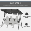 3 Person Rattan Swing Chair with Stand and Adjustable Canopy