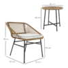 Rattan Bistro Set for Small Balcony with Cushions, Light Grey Rattan Bistro Set for Small Balcony with Cushions, Light Grey
