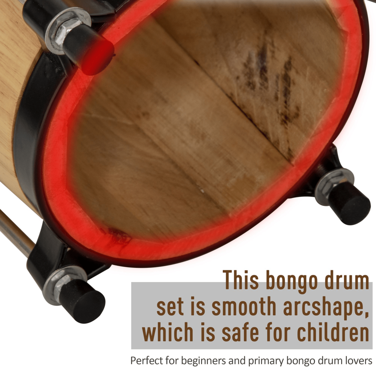 Wooden Bongo Drum Set w/ Sheepskin Drum Head 7.75" & 7" Tuning Wrench HOMCOM Wooden Bongo Drum Set w/ Sheepskin Drum Head 7.75" & 7" Tuning Wrench HOMCOM - Image 5