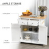 Kitchen Island Storage Rubber Wood Top, 3-Tier Spice Rack,