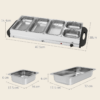 Electric Food Warmer 5 Tray 9.2L Buffet Server with Lids, Silver