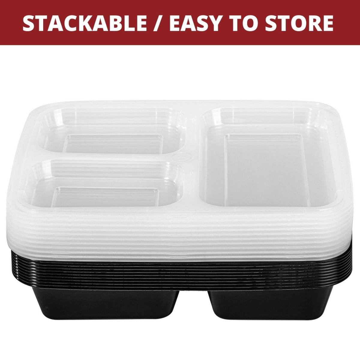 VINSANI 10pk 3 COMPARTMENTS MEAL PREP CONTAINERS 1010425 VINSANI 10pk 3 COMPARTMENTS MEAL PREP CONTAINERS 1010425 - Image 6