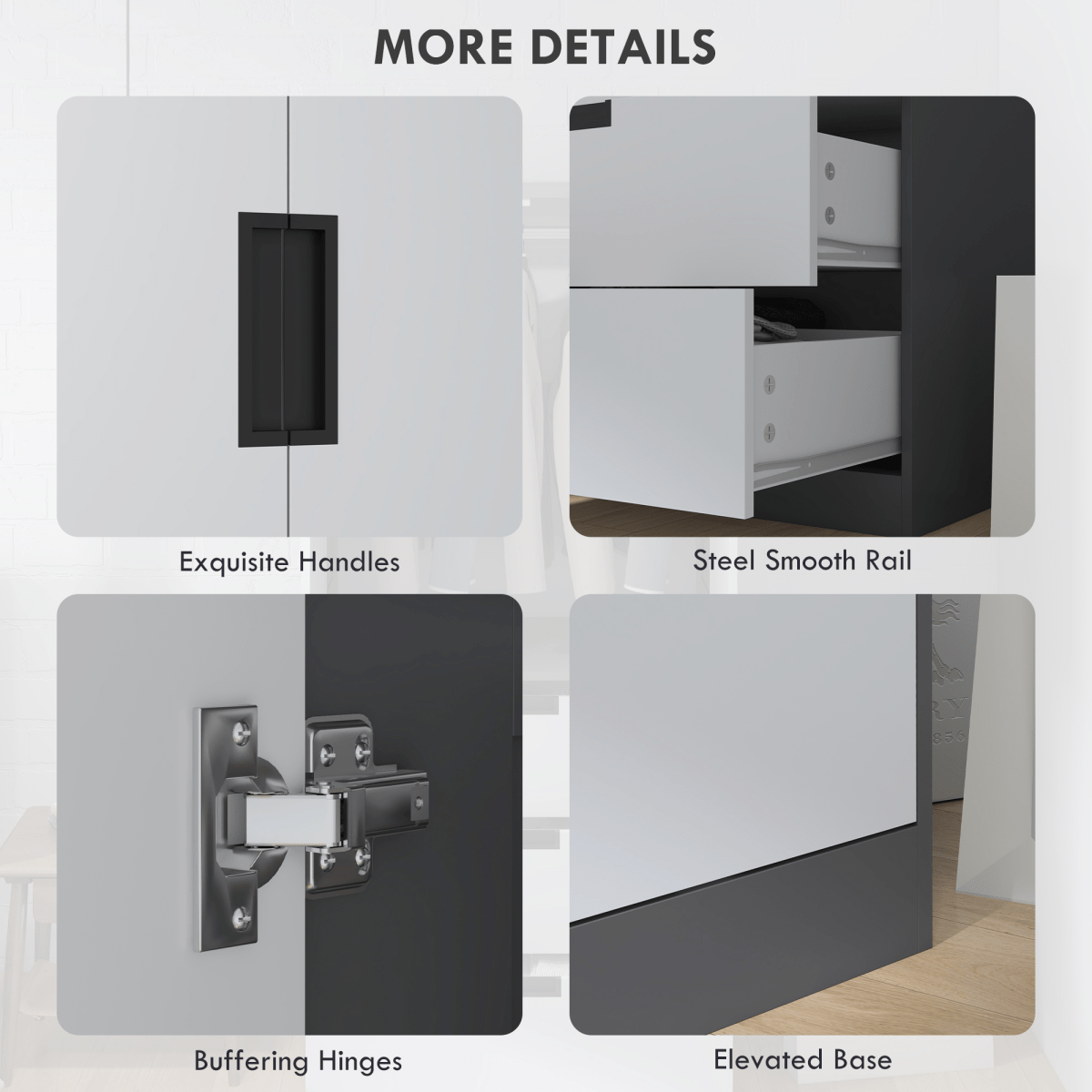2 Door Grey Wardrobe with 3 Drawers and Hanging Rail 2 Door Grey Wardrobe with 3 Drawers and Hanging Rail - Image 5