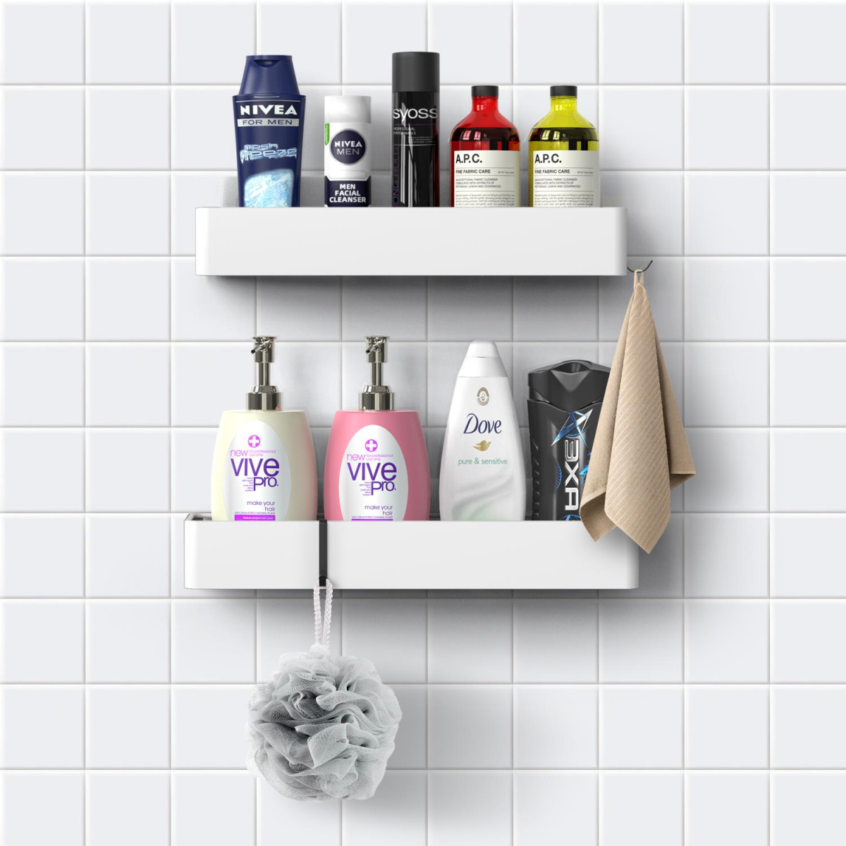 VINSANI 2pc WHITE SHOWER CADDY 1010504 VINSANI 2pc WHITE SHOWER CADDY 1010504 - Image 5