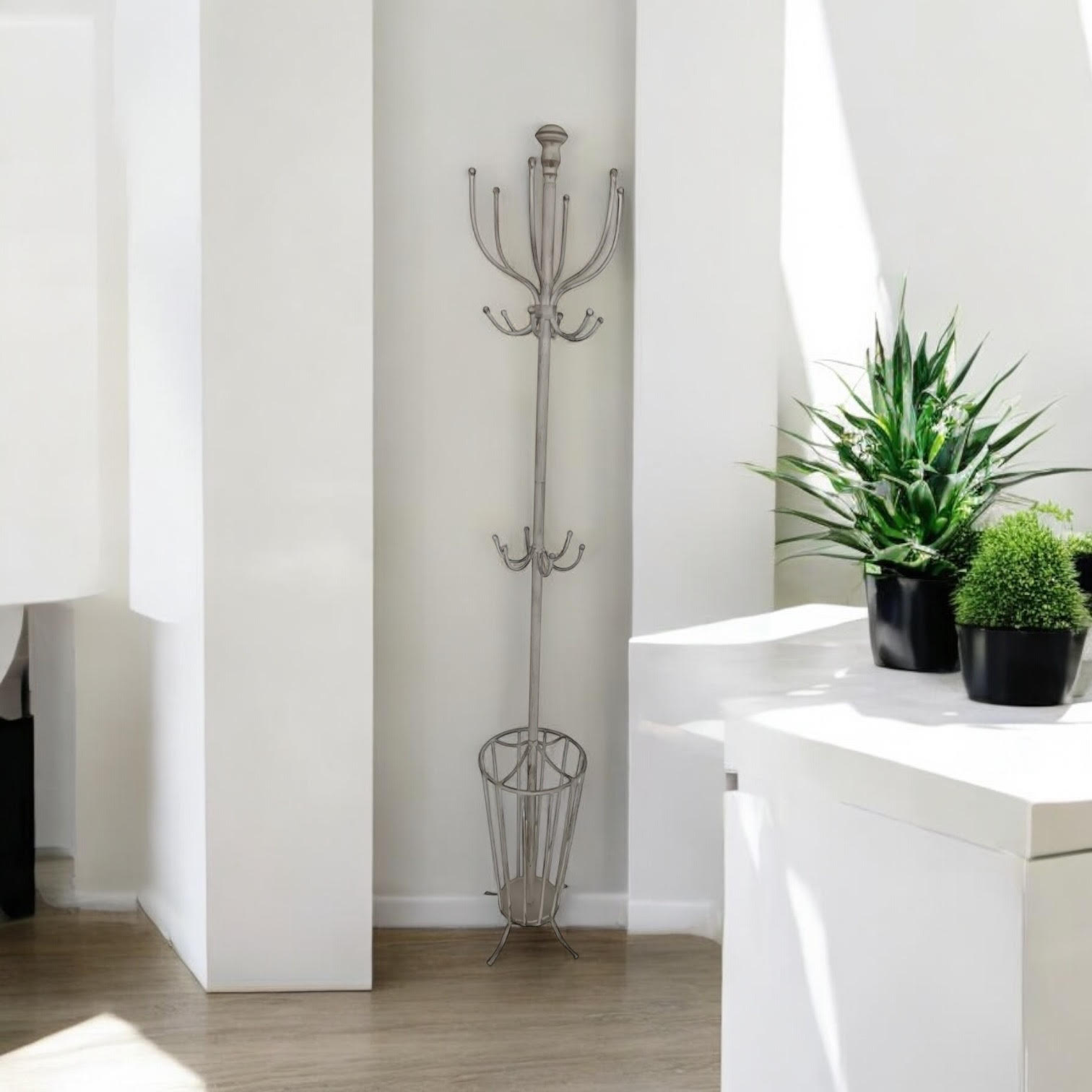175CM CREAM METAL COAT STAND/ UMBRELLA HOL 175CM CREAM METAL COAT STAND/ UMBRELLA HOL - Image 3