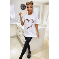 Alternative view of Ladies Oversized Printed Heart Short Sleeve T-Shirt