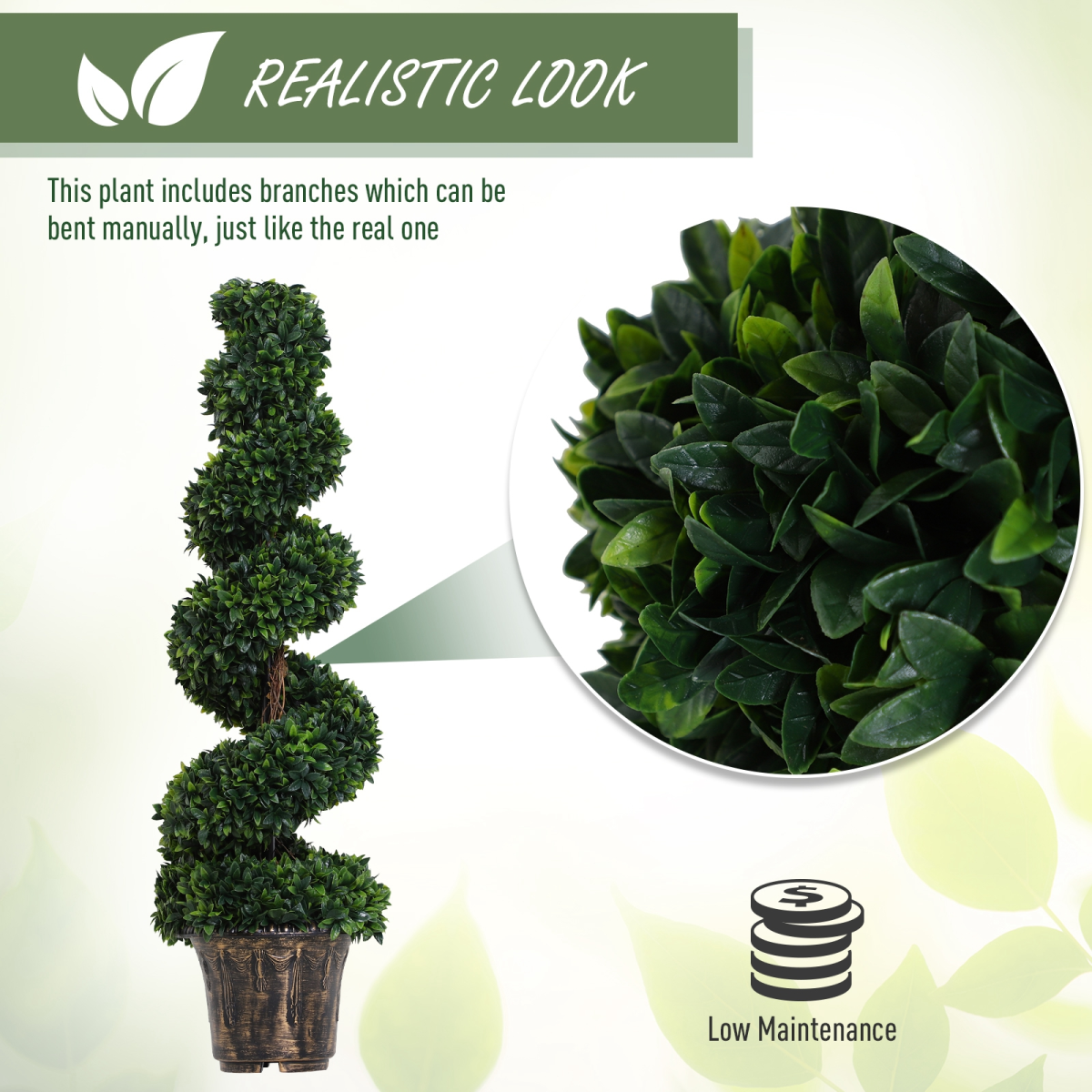PE Set of 2 Artificial Boxwood Spiral Topiary Plant Tree's Green PE Set of 2 Artificial Boxwood Spiral Topiary Plant Tree's Green - Image 6