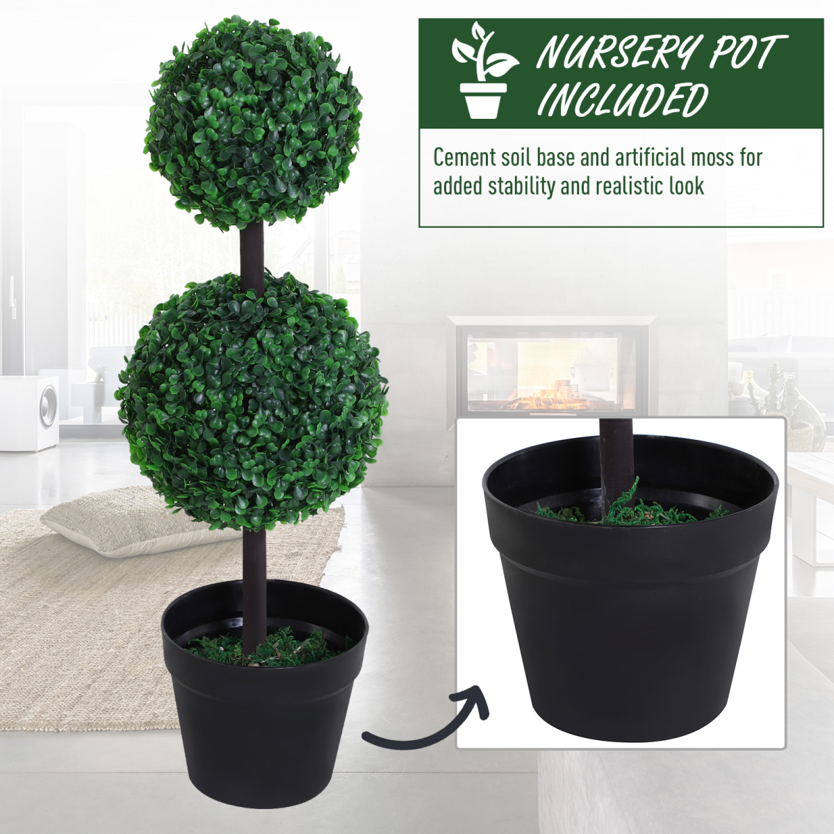 PE Set of 2 Artificial Boxwood Ball Topiary Plant Tree's Green PE Set of 2 Artificial Boxwood Ball Topiary Plant Tree's Green - Image 6