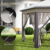 4.05m x 4.05m Metal Frame Mesh Draped 2-Tier Roof Gazebo Brown 4.05m x 4.05m Metal Frame Mesh Draped 2-Tier Roof Gazebo Brown - Image 6