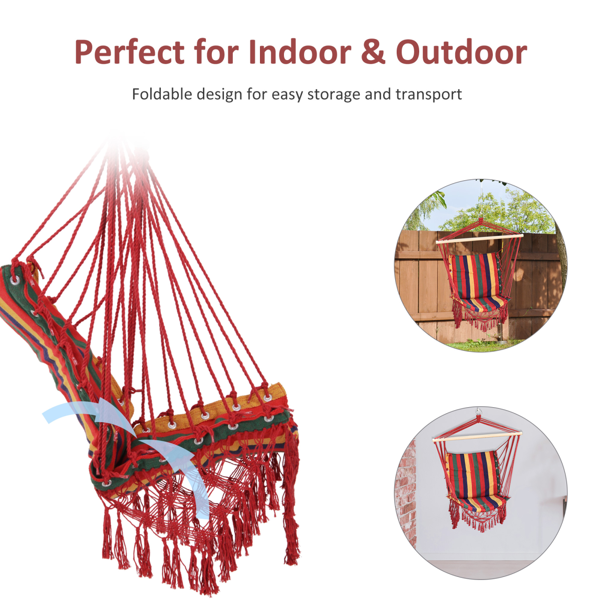Hammock Chair Swing Colourful Striped Seat Porch Indoor Outdoor Hanging Beach Hammock Chair Swing Colourful Striped Seat Porch Indoor Outdoor Hanging Beach - Image 6