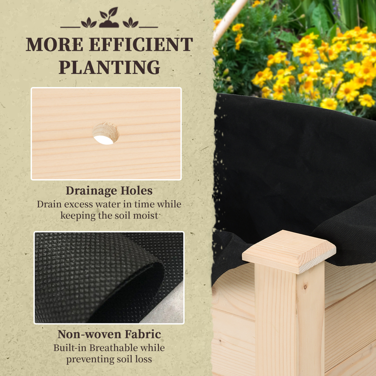 Raised Wood Garden Bed Planter Raised Wood Garden Bed Planter - Image 6