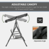 3 Person Rattan Swing Chair with Stand and Adjustable Canopy
