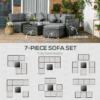 8 Piece Patio Rattan Sofa Set for Outdoor Garden, Grey