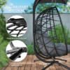Double Rattan Hanging Egg Chair with Canopy and Cushion, Black Double Rattan Hanging Egg Chair with Canopy and Cushion, Black
