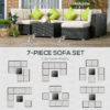 Outsunny 8 Pieces Patio Rattan Sofa Set Garden Furniture Set for Outdoor Brown