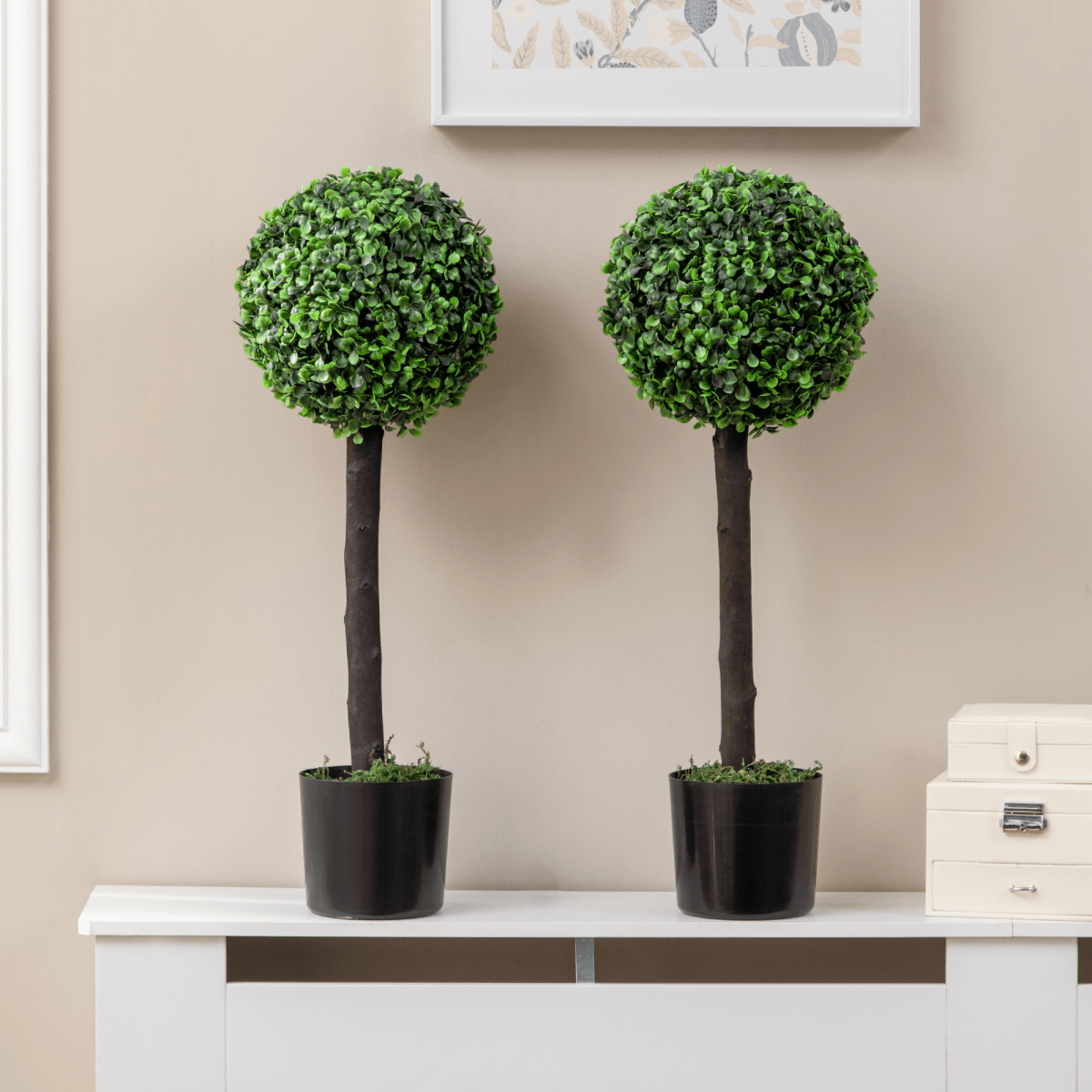 Set of 2 Artificial Boxwood Ball Trees in Pots – 60cm Indoor Outdoor Plants Set of 2 Artificial Boxwood Ball Trees in Pots – 60cm Indoor Outdoor Plants - Image 6